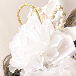 白い花の髪飾り【白×ゴールド色】Uピン 12枚目の画像