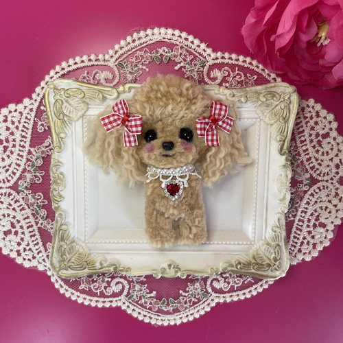 羊毛フェルト 毛糸トイプードル（アプリコット）大きめ30cm️ 羊毛