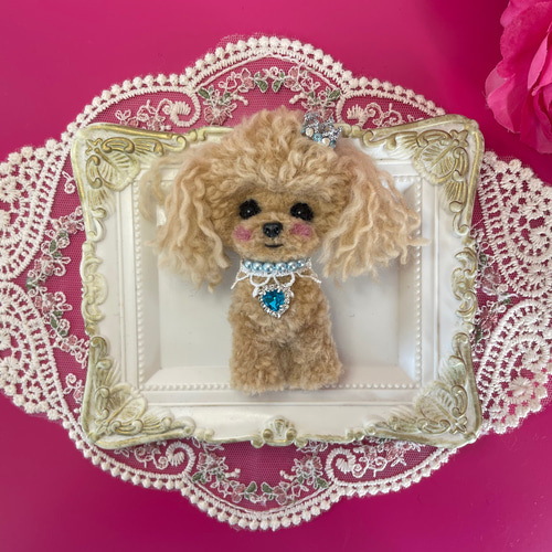 トイプードル(アプリコット)のブローチ3点＊羊毛フェルト ♡羊毛フェルト♡犬♡トイプードル♡トイプー♡ブローチ♡アプリコット