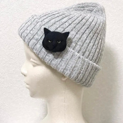 羊毛フェルト 猫ブローチ 黒白 7枚目の画像