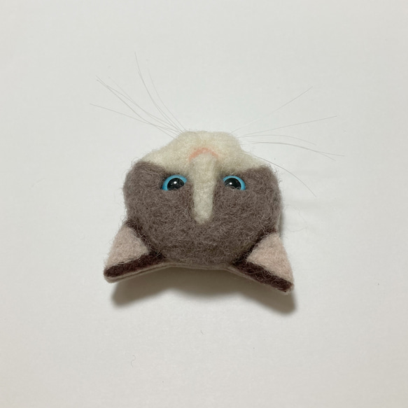 羊毛フェルト 猫ブローチ ラグドール 4枚目の画像