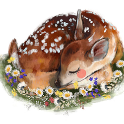 子鹿のイラストのマウスパッド：フォトパッド（ 世界の野生動物シリーズ ） (白地) 2枚目の画像
