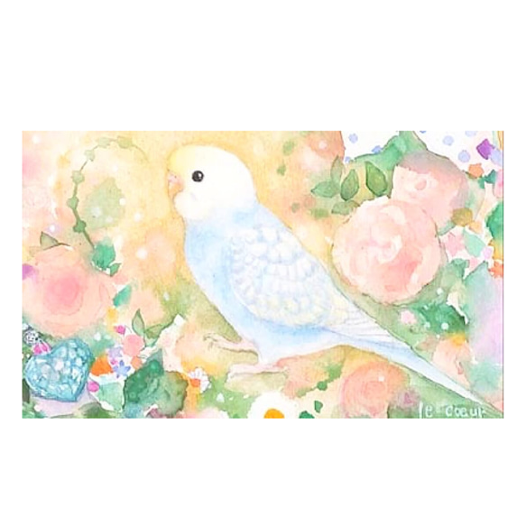 うちの子インコのイラスト（原画　鳥　インコ　オリジナル　水彩画） 4枚目の画像