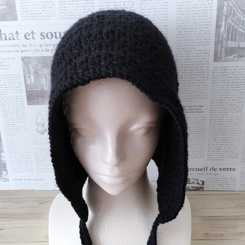 オーダー【ボンネットハット】ニット帽 ハンドメイド 毛糸 帽子 個性的 ファー 大人のボンネット 秋冬 シンプル きれいめ フェミニン