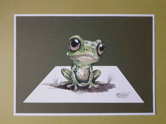 3D水彩画 可愛いカエル 絵画 makochin 通販｜Creema(クリーマ
