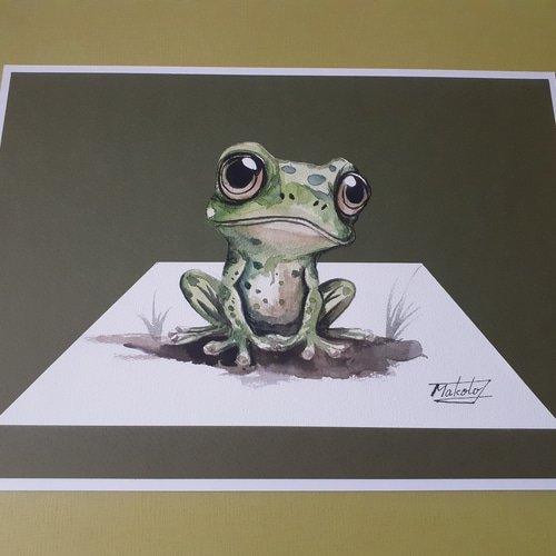 3D水彩画 可愛いカエル 絵画 makochin 通販 16721374｜Creema