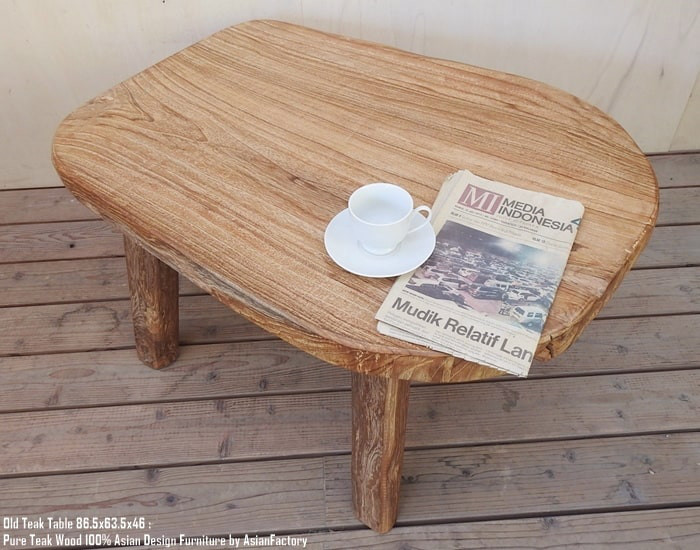 極厚オールドチーク テーブル 幅86.5cm × 奥行63.5cm × 高さ46cm 無垢材 ローテーブル