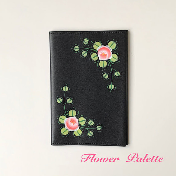 Creema限定 ブックカバー 新書サイズ 黒 トールペイント ブックカバー  