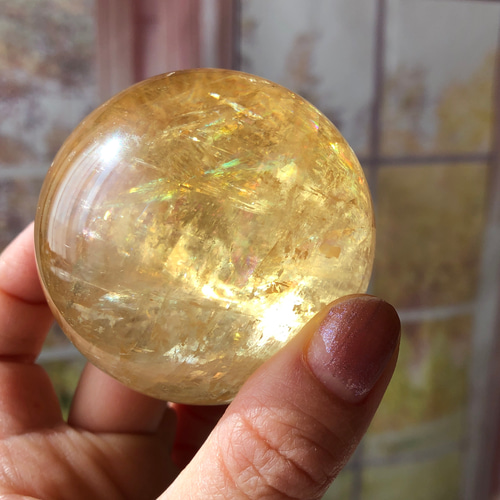 虹入り！ハニーカルサイト☆スフィア（丸玉）☆瀧川神社にて浄化