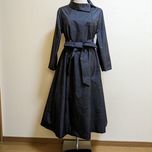 着物リメイク☆336上質紬コクーンワンピース／サイズL～LL From Kasuri kimono [Loose cocoon tunic] pattern paper, how