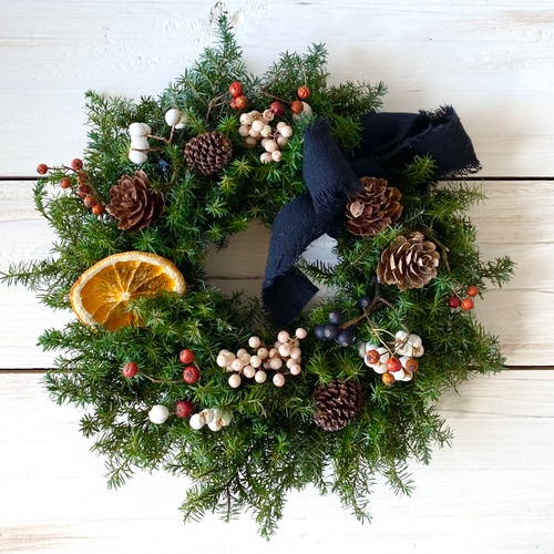 ナチュラルアレンジ秋冬クリスマスリース リース Rosa Cherry 通販