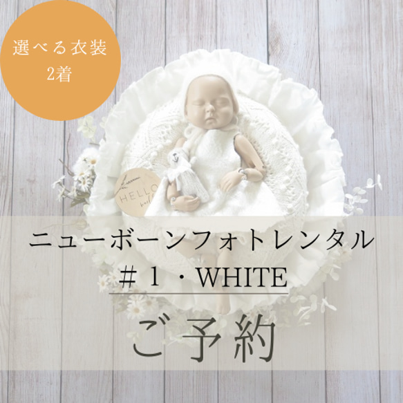 【ニューボーンフォトレンタル】白いカゴ×白枝花のセット 1枚目の画像