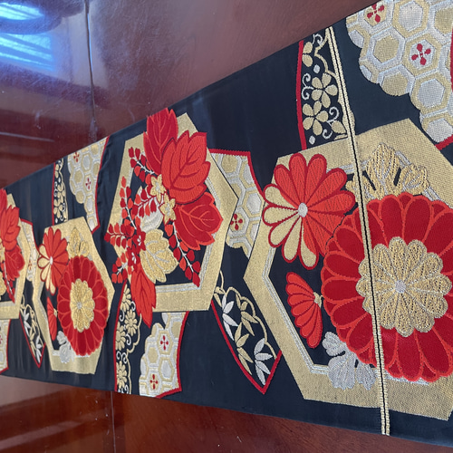A645★逸品‼️豪華刺繍‼️ひな祭り‼️袋帯正絹テーブルランナー2m20cm A599☆高級‼️豪華刺繍‼️袋帯正絹テーブルランナー2m16cm