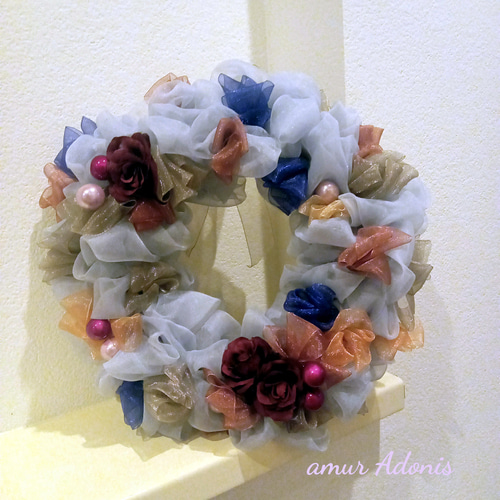 SOLD〜＊大人かわいい　リボンのフワフワリース＊〜 大人系ふわふわリボンリース リース Amur adonis 通販 16722295