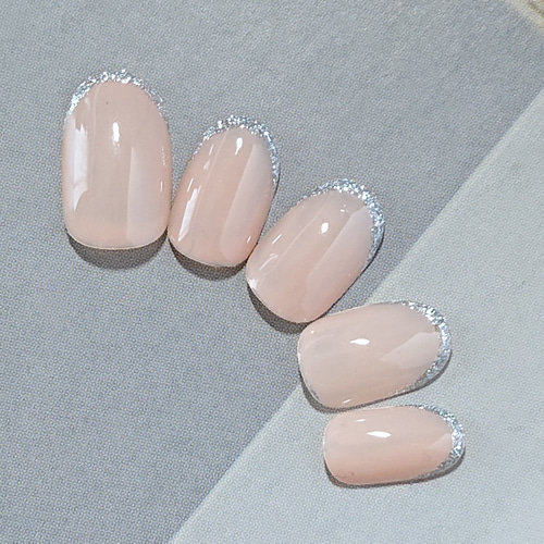 ネイルチップ シンプル ラメフレンチ スキニーフレンチ ネイルチップ  