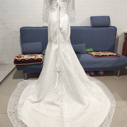 美容產品！婚紗白色蕾絲令人垂涎的禮服優雅純粹的美麗 第6張的照片