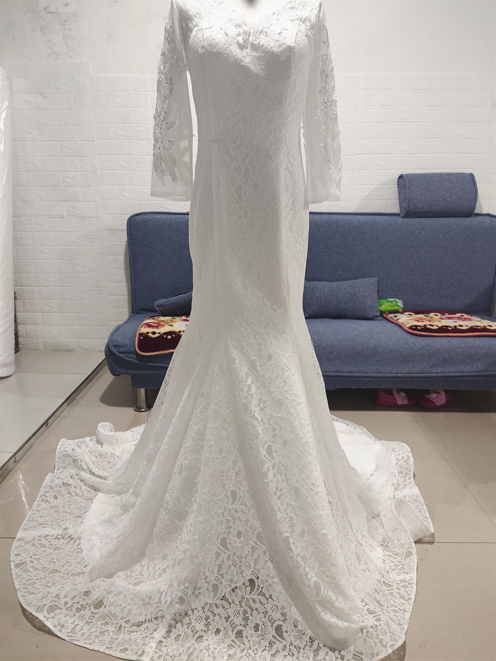 美品！ウエディングドレス ホワイト レース  憧れのドレス エレガント シアーな美しさ