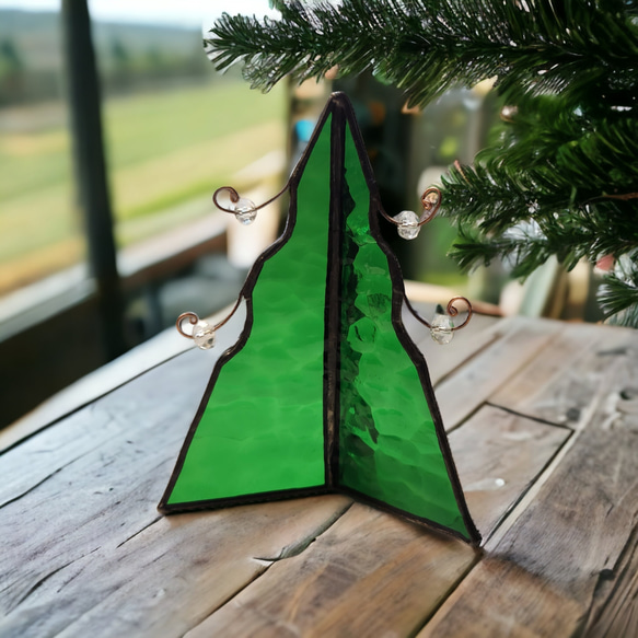 クリスマスツリー　置物　ステンドグラス雑貨　クリスマスマスコット　ミニオブジェ　季節物　窓辺　サンキャッチャー　送料無料 9枚目の画像