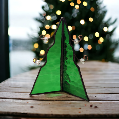 クリスマスツリー 置物 ステンドグラス雑貨 クリスマスマスコット ミニ 