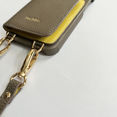 ITALIA産チョコ 高級ショルダー本革スマホケース❤ハンドメイド✿iPhone ITALIA産チョコ 高級ショルダー本革スマホケース❤ハンドメイド