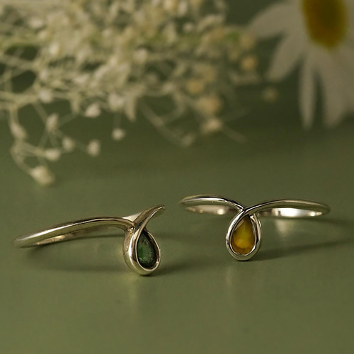 パライバトルマリンK10 11号 ひとふでリング 指輪・リング imose