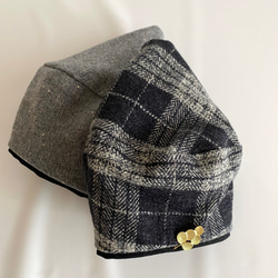 上質ツイードのベレー帽✳︎タータンチェックの帽子✳︎選べるサイズ受注生産 7枚目の画像