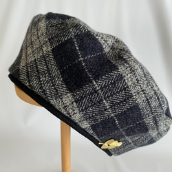 上質ツイードのベレー帽✳︎タータンチェックの帽子✳︎選べるサイズ受注生産 4枚目の画像