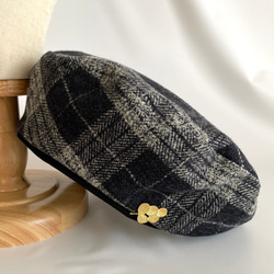 上質ツイードのベレー帽✳︎タータンチェックの帽子✳︎選べるサイズ受注生産 1枚目の画像