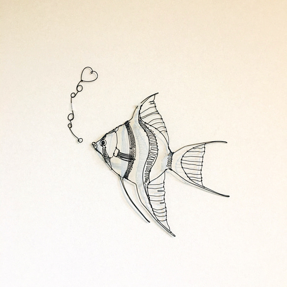 素晴らしい品質 ワイヤーアート ワイヤークラフト 魚 さかな エンゼルフィッシュ 猫雑貨・オーナーズグッズ