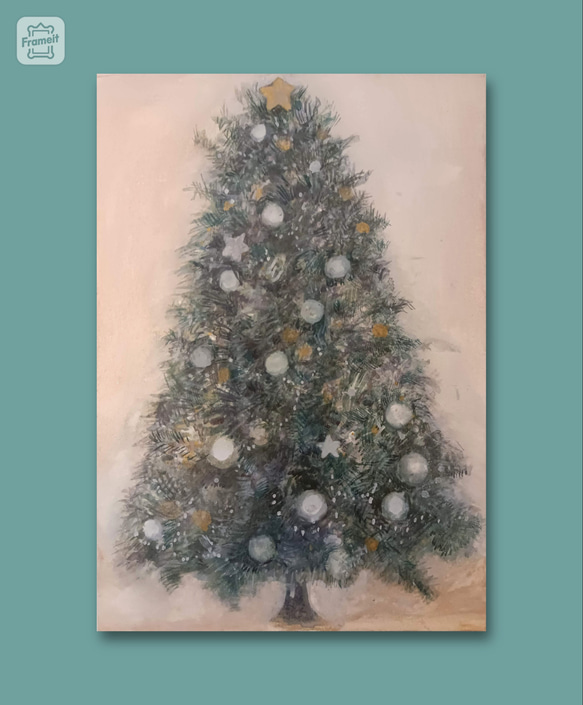 <受注制作品>きなりと金のクリスマスツリー/B5 2枚目の画像
