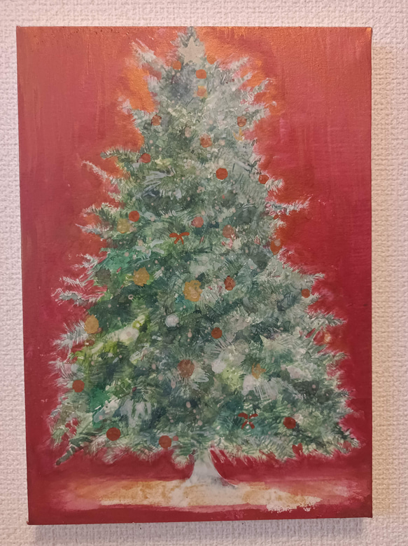 <受注制作品>赤と金のクリスマスツリー/B4 3枚目の画像