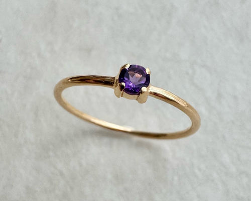 14ct アメジストリング・指輪シルバー925K18YG金ゴールドヴェルメイユ アメジスト リング シルバー925 18金メッキ 2月誕生石 華奢 指輪