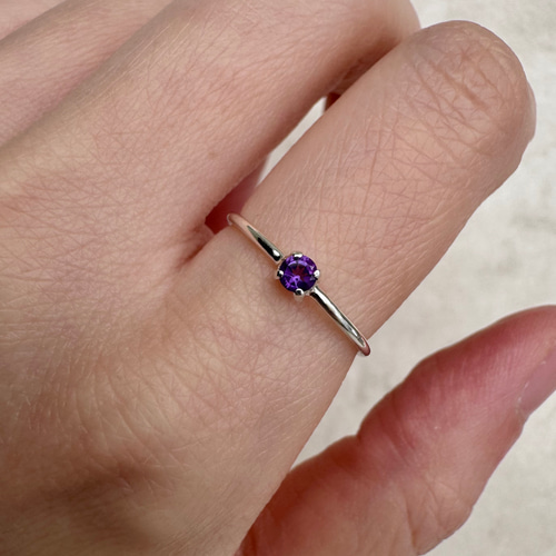 アメジスト リング シルバー925 18金メッキ 2月誕生石 華奢 指輪