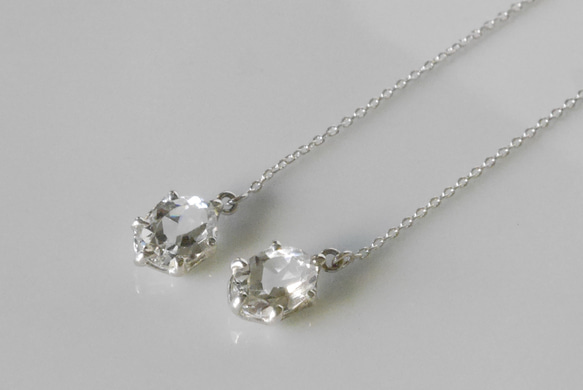 一点物★white topaz pierce(sv)★揺れる★ホワイトトパーズ★アメリカンピアス★ 2枚目の画像