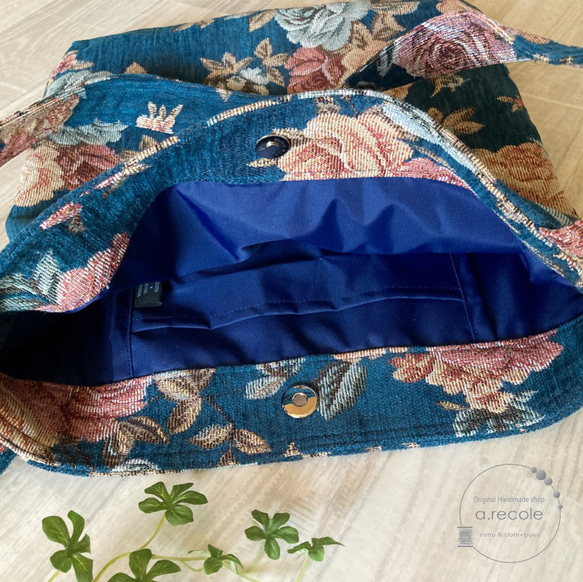 ゴブラン織りのショルダーバッグ（ブルー） 4枚目の画像