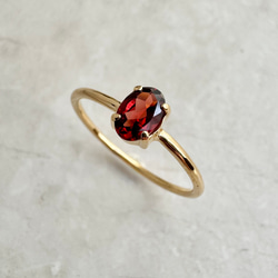 ガーネット リング シルバー925 18金コーティング オーバル4×6㎜ 一粒