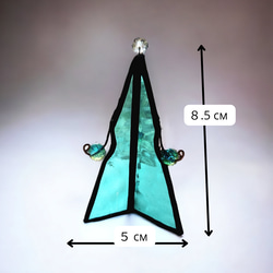 クリスマスツリー　置物　ステンドグラス雑貨　クリスマスマスコット　ミニオブジェ　季節物　窓辺　サンキャッチャー　送料無料 3枚目の画像