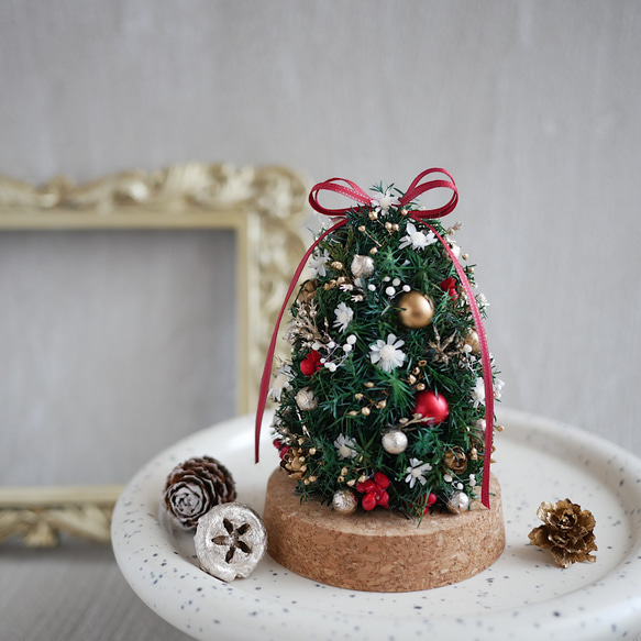 【今季完売】卓上ミニサイズのクリスマスツリー　(ガラスカバー付) ガラスドーム　クリスマスギフト2023 6枚目の画像