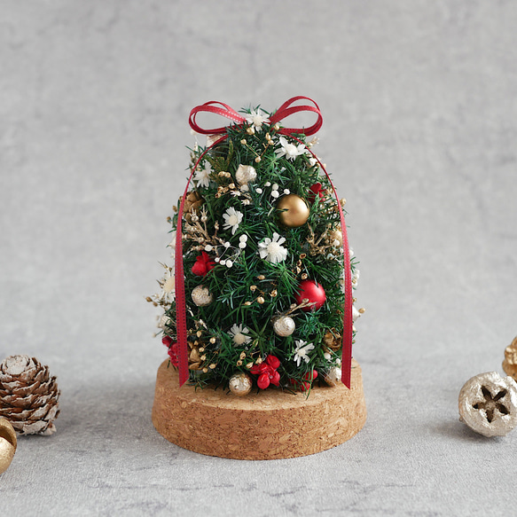 【今季完売】卓上ミニサイズのクリスマスツリー　(ガラスカバー付) ガラスドーム　クリスマスギフト2023 5枚目の画像