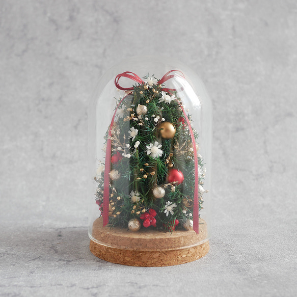 【今季完売】卓上ミニサイズのクリスマスツリー　(ガラスカバー付) ガラスドーム　クリスマスギフト2023 7枚目の画像