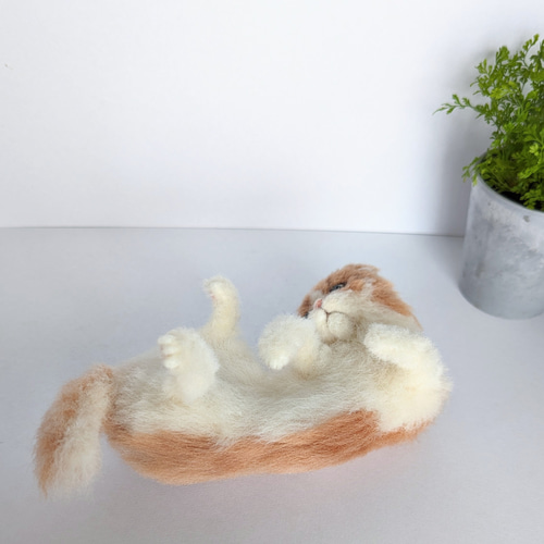 スコティッシュフォールド 羊毛フェルト ぬいぐるみ 猫 置き物