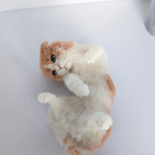 スコティッシュフォールド 羊毛フェルト ぬいぐるみ 猫 置き物 送料