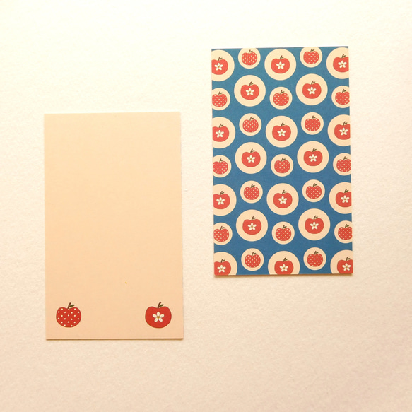りんご柄ミニメッセージカード　レトロな林檎デザイン　一筆カード　かわいい　オシャレ　フルーツ柄　父の日　お誕生日　ギフト 2枚目の画像