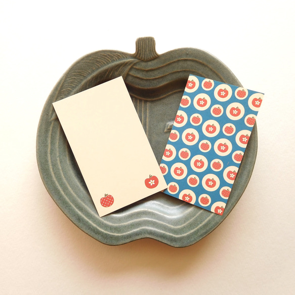 りんご柄ミニメッセージカード　レトロな林檎デザイン　一筆カード　かわいい　オシャレ　フルーツ柄　父の日　お誕生日　ギフト 3枚目の画像