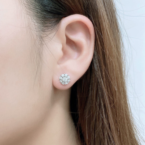 天然ダイヤモンドピアスk18 ピアス（スタッド・一粒） パール