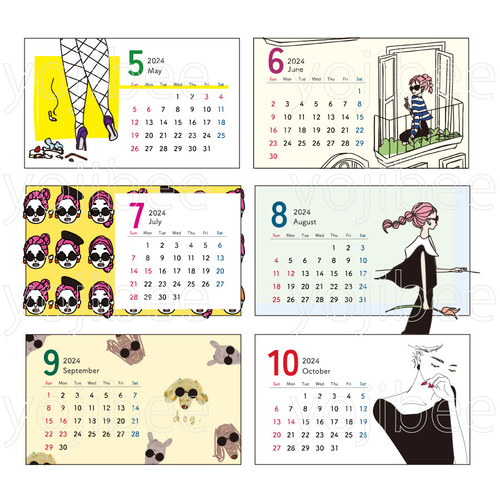卓上2024年カレンダー(名刺サイズ) カレンダー yojibee 通販