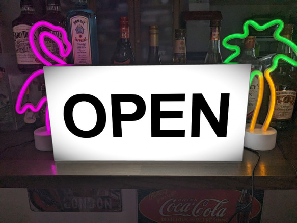 【オーダー無料】オープン 営業中 開店 販売中 看板 置物 雑貨 ライトBOX OPEN オープン 開店 営業中 ポップアート いらっしゃいませ