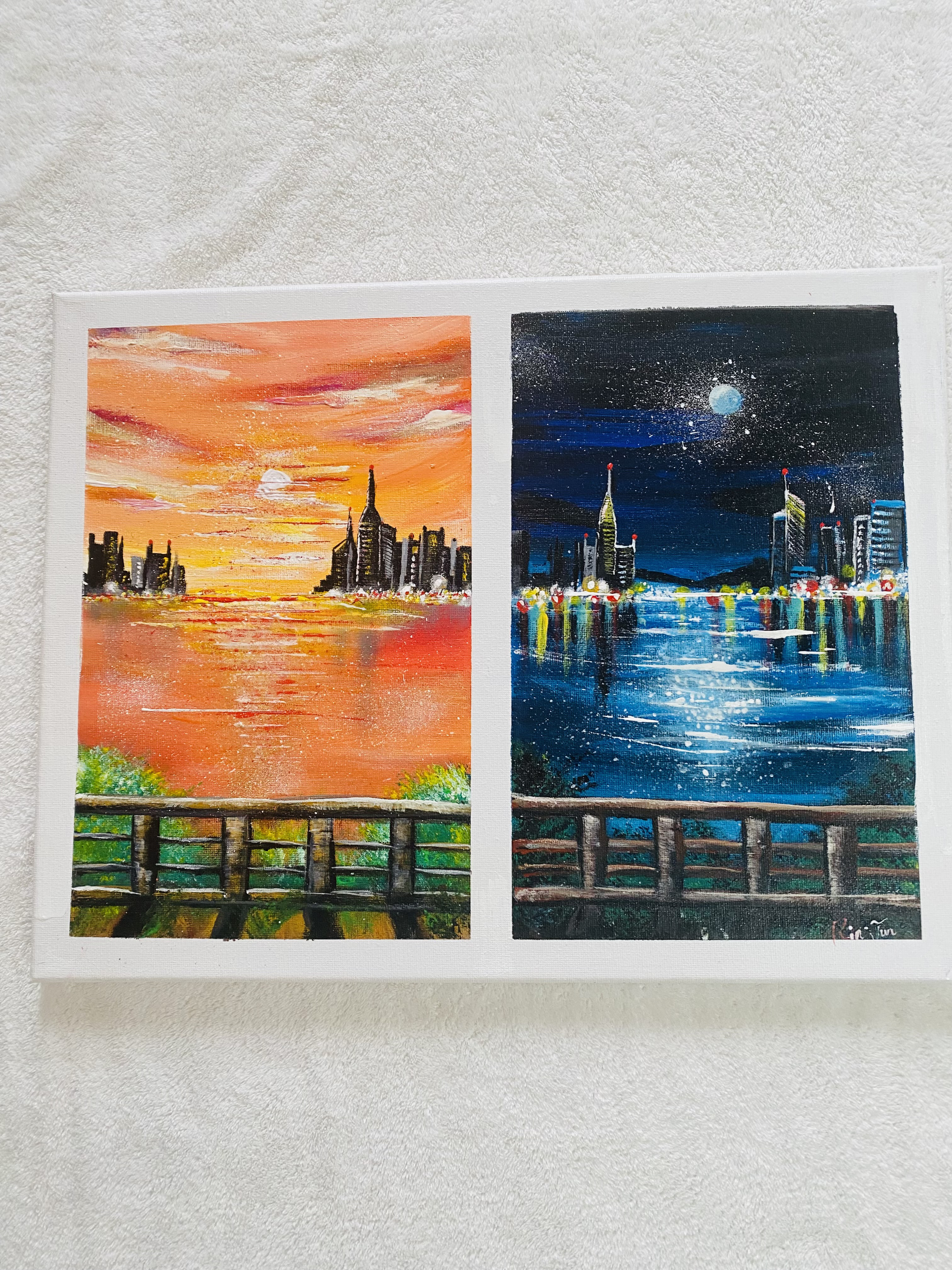 絵画　夜空　ひまり 油絵 満月の夜空 絵画 HR 通販 11987222｜Creema(クリーマ)