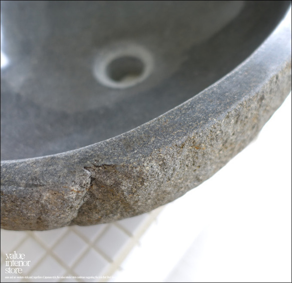 手洗鉢 自然石 洗面ボウルL-9 洗面器 手洗いボウル 天然石 ウォッシュボウル 洗面資材 洗面材料 送料込 W40 2枚目の画像