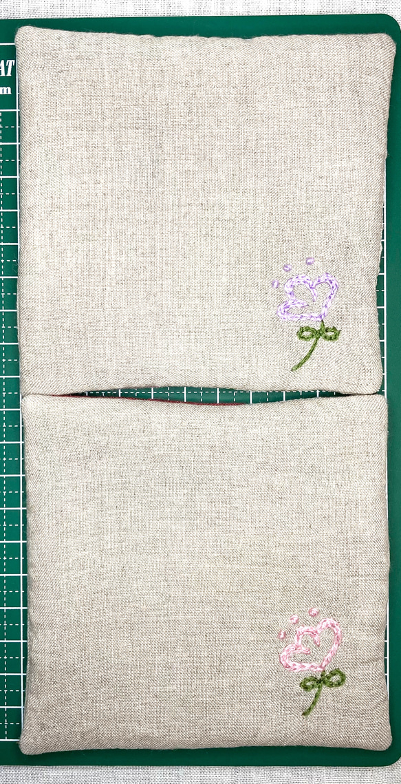 ⋆⸜送料無料⸝⋆ コースター 2点セット　リネン 刺繍　Sanacoꕤリバティ生地 6枚目の画像
